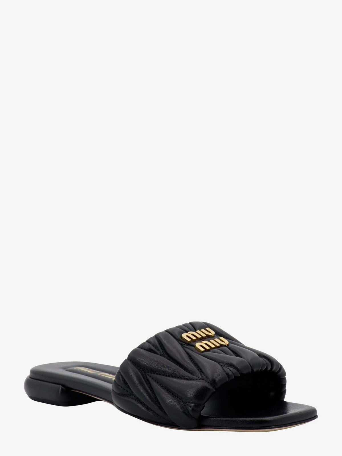 Miu Sandal Black Matelassé Leather