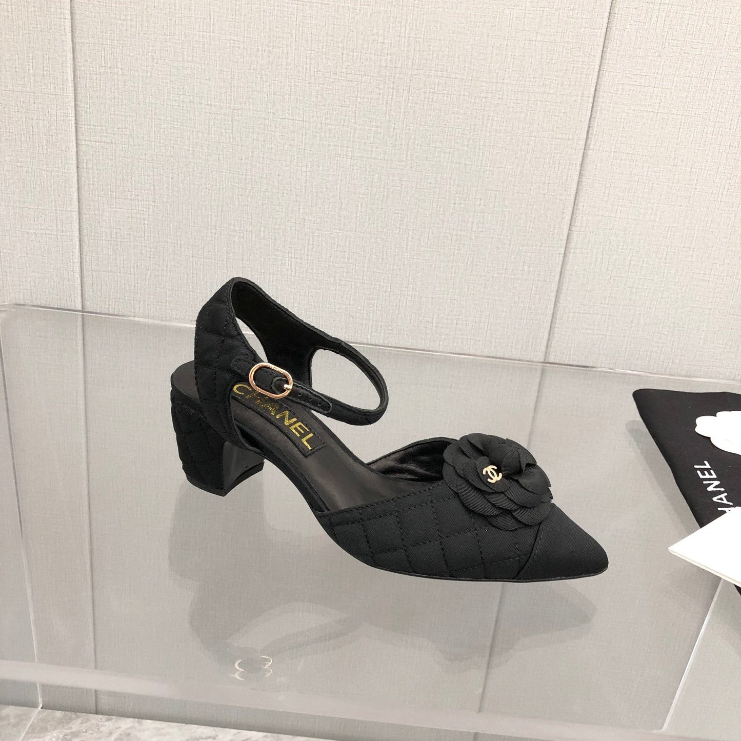 CC 25C 5CM Slingback Flats Black Fabric 213241