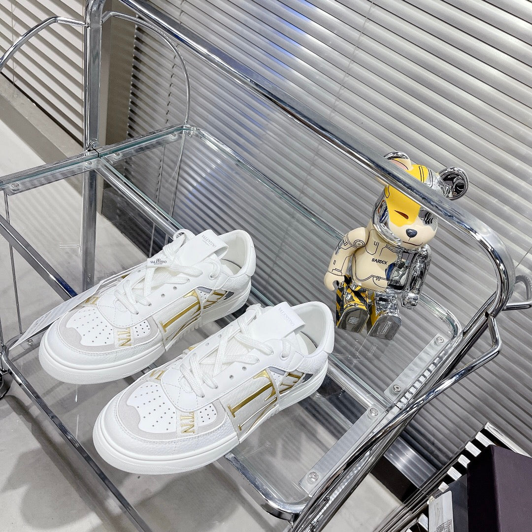 Valenti Low Top VL7N White Mix Gold Calfskin And Canvas 993725