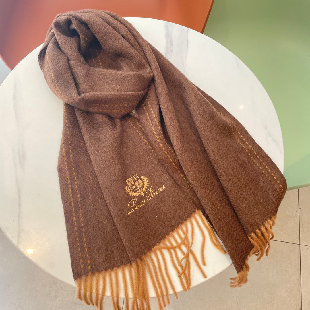 LP Grande Unita Scarf 200 CM In Earth Brown Mix Caramel Cashmere 686571