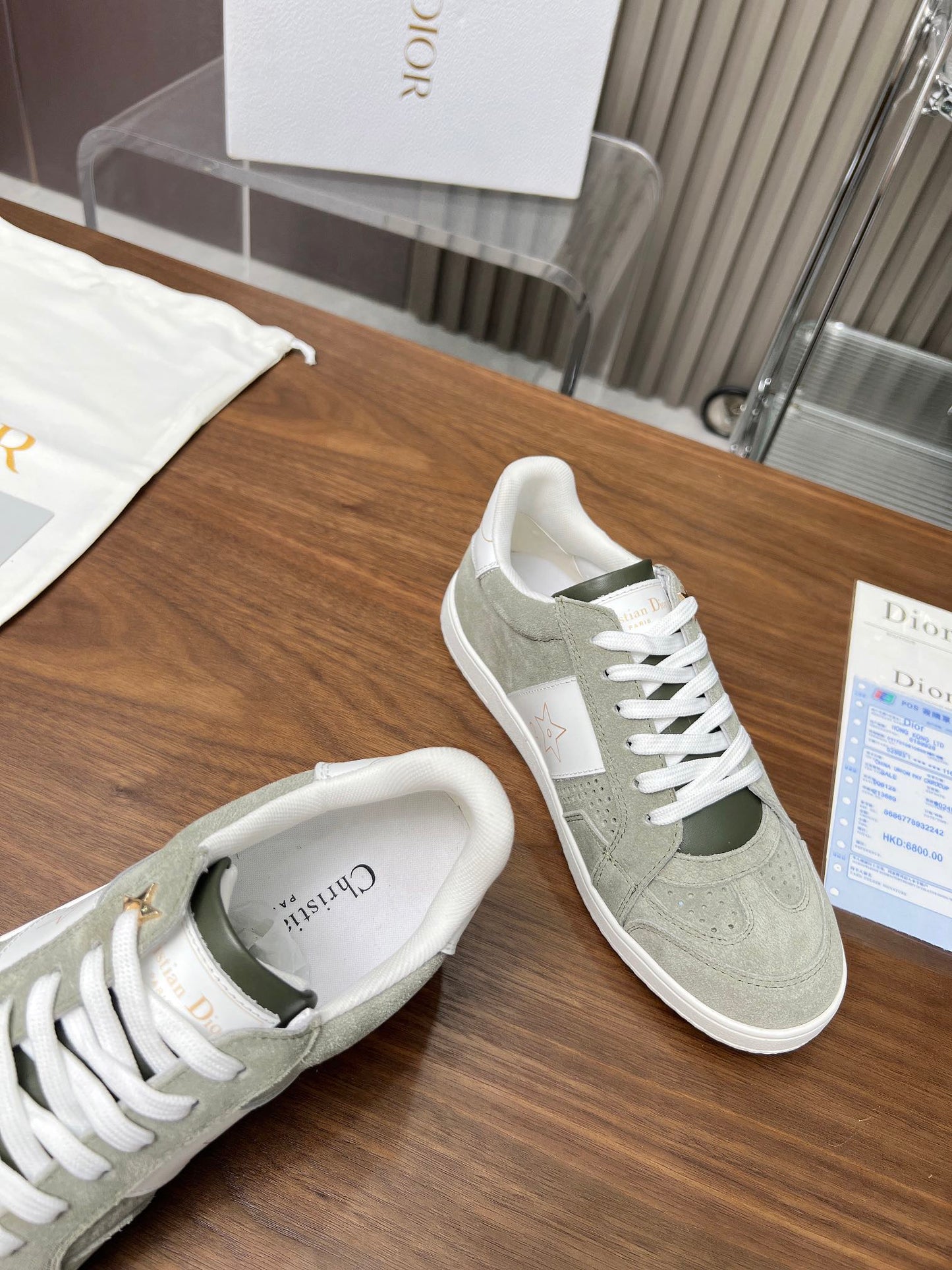 CD Star Sneaker Grey Green Suede And Calfskin
