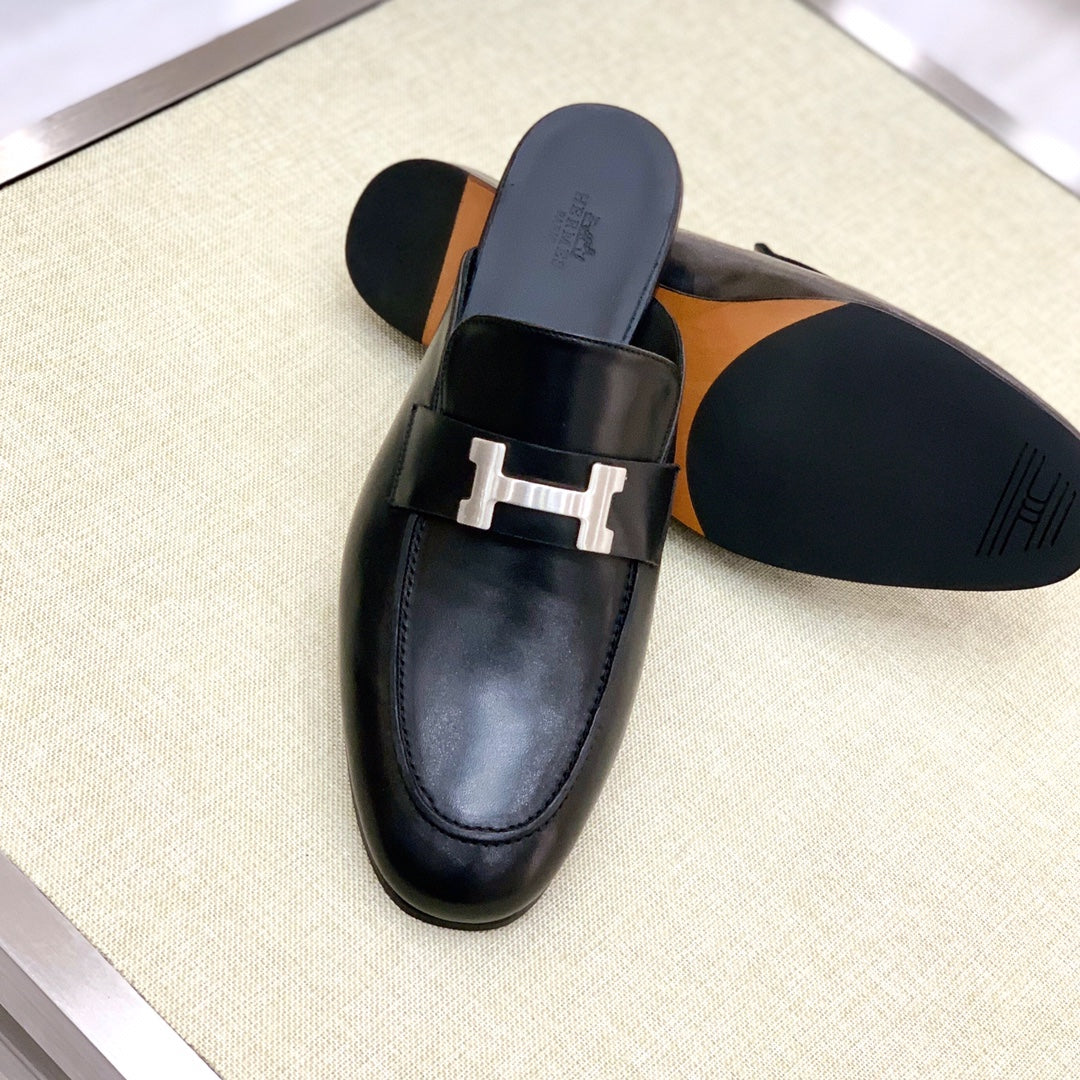 HM Men's Mule Black Calfskin 539720
