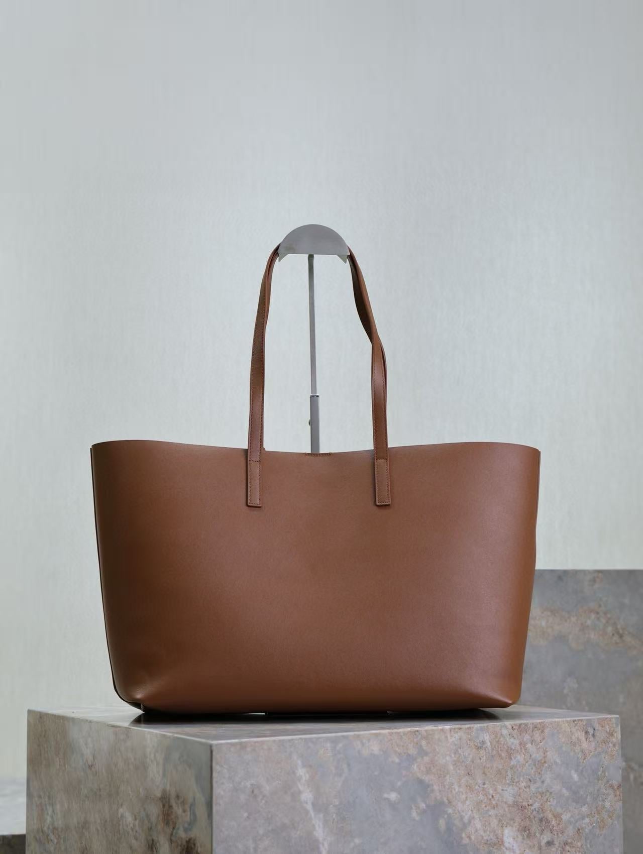 YSL 2025 Tote 38cm Bag Brown Smooth Leather