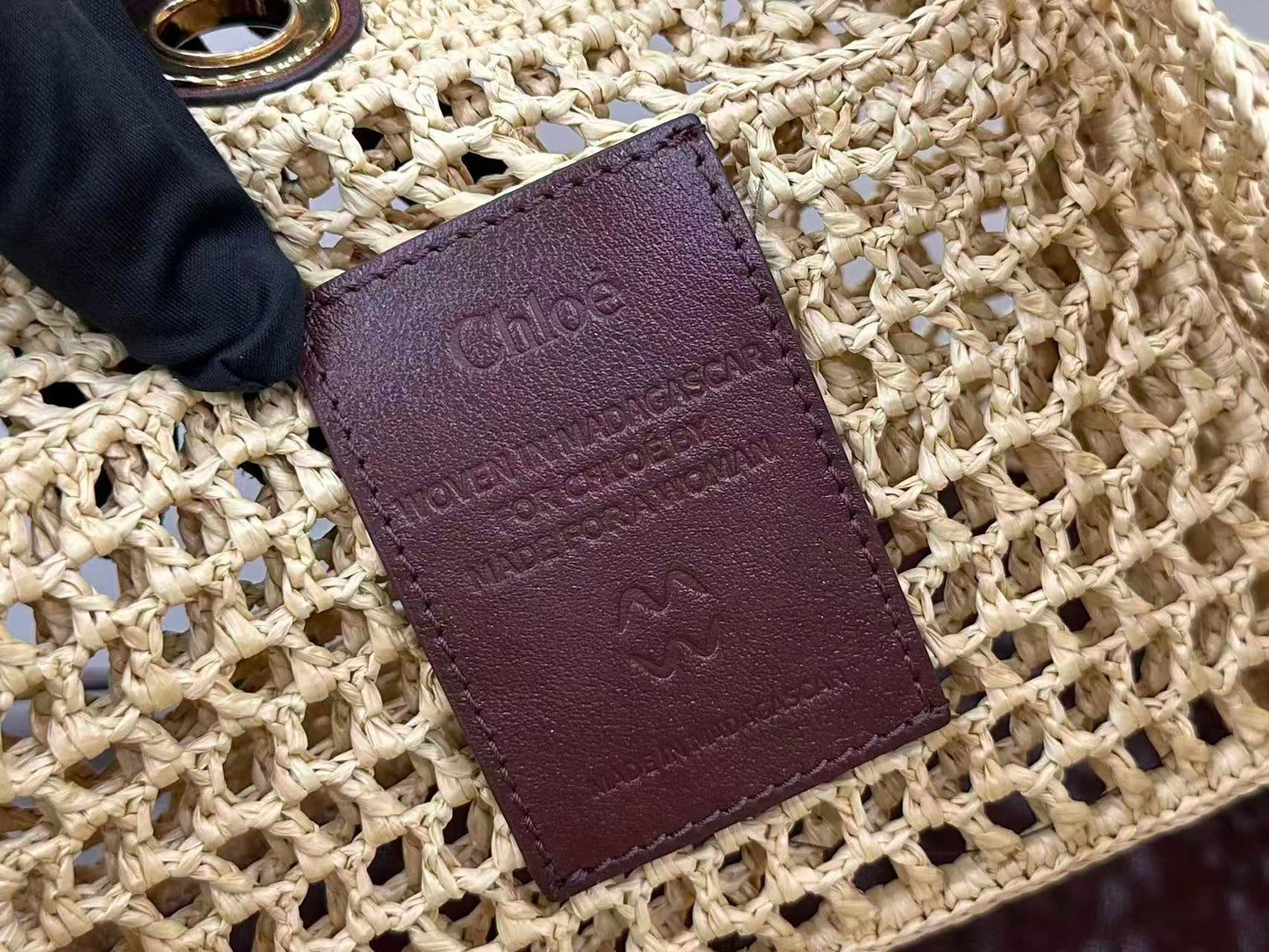 Chloe Iconic Tote Bag Beige mix Brown Raffia Leather