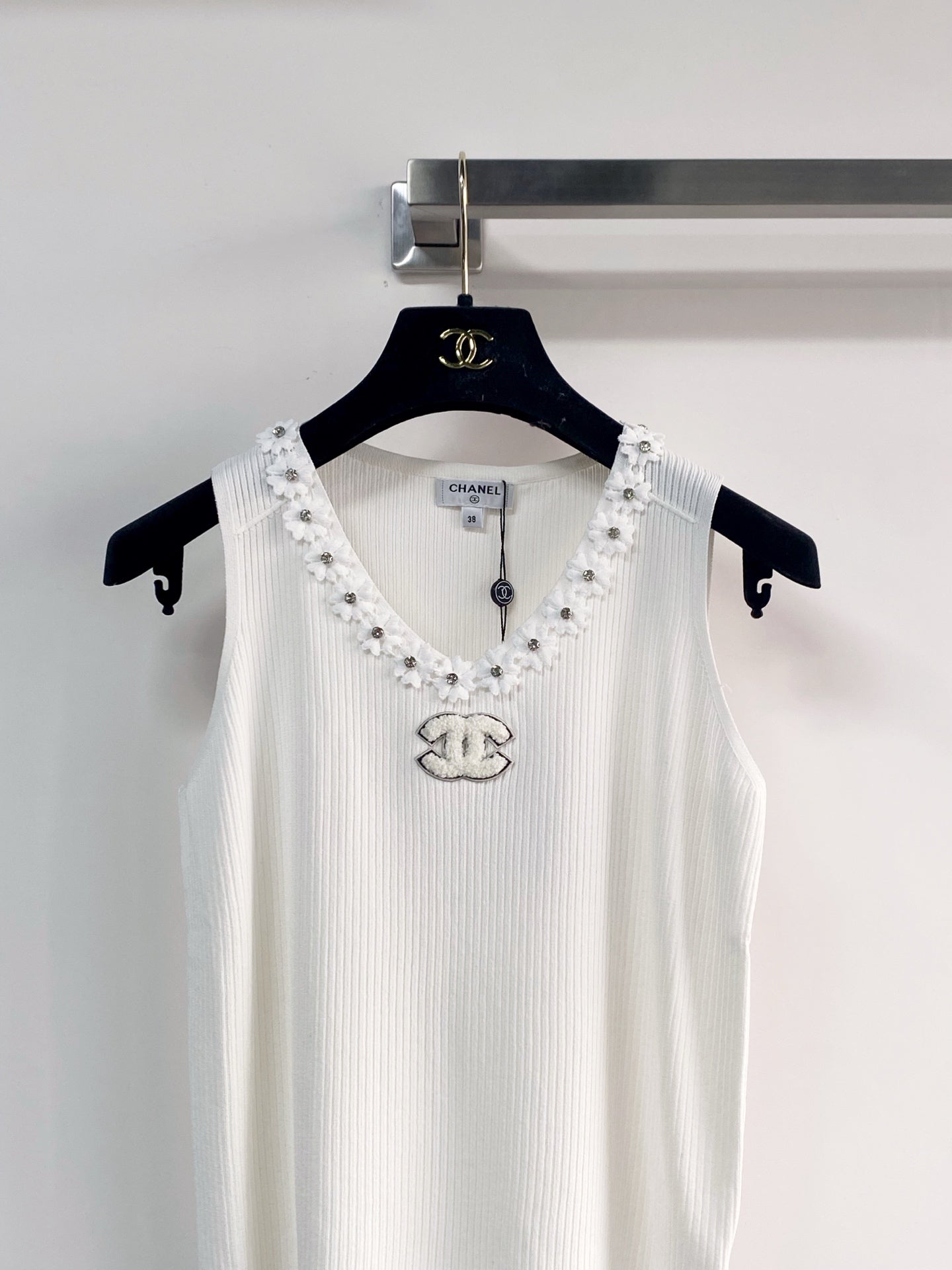 Chanel 2026 Flower Shirt White and Black Polyester Viscose