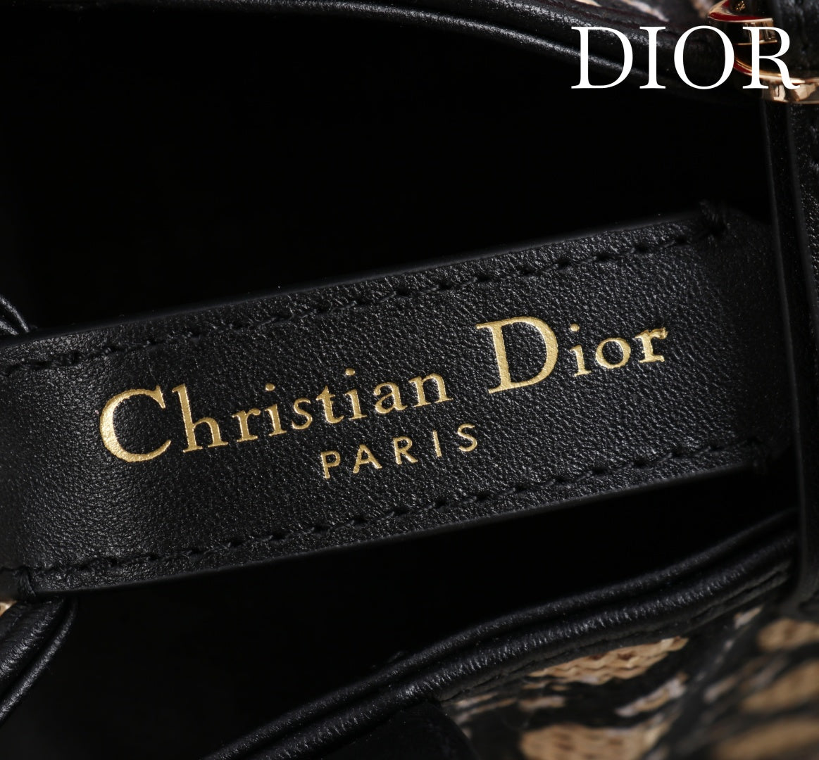 CD Toujours Vertical Small Bag 19Diamond Black Beige Leather