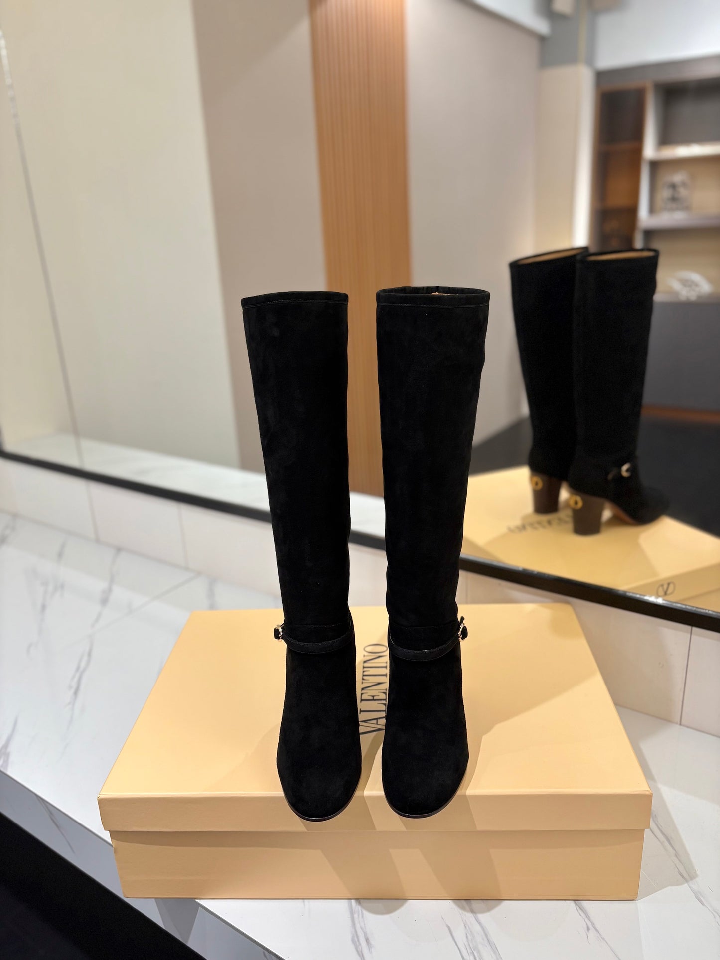 Valentino 2025 Pattie High Boot Black Suede 560740