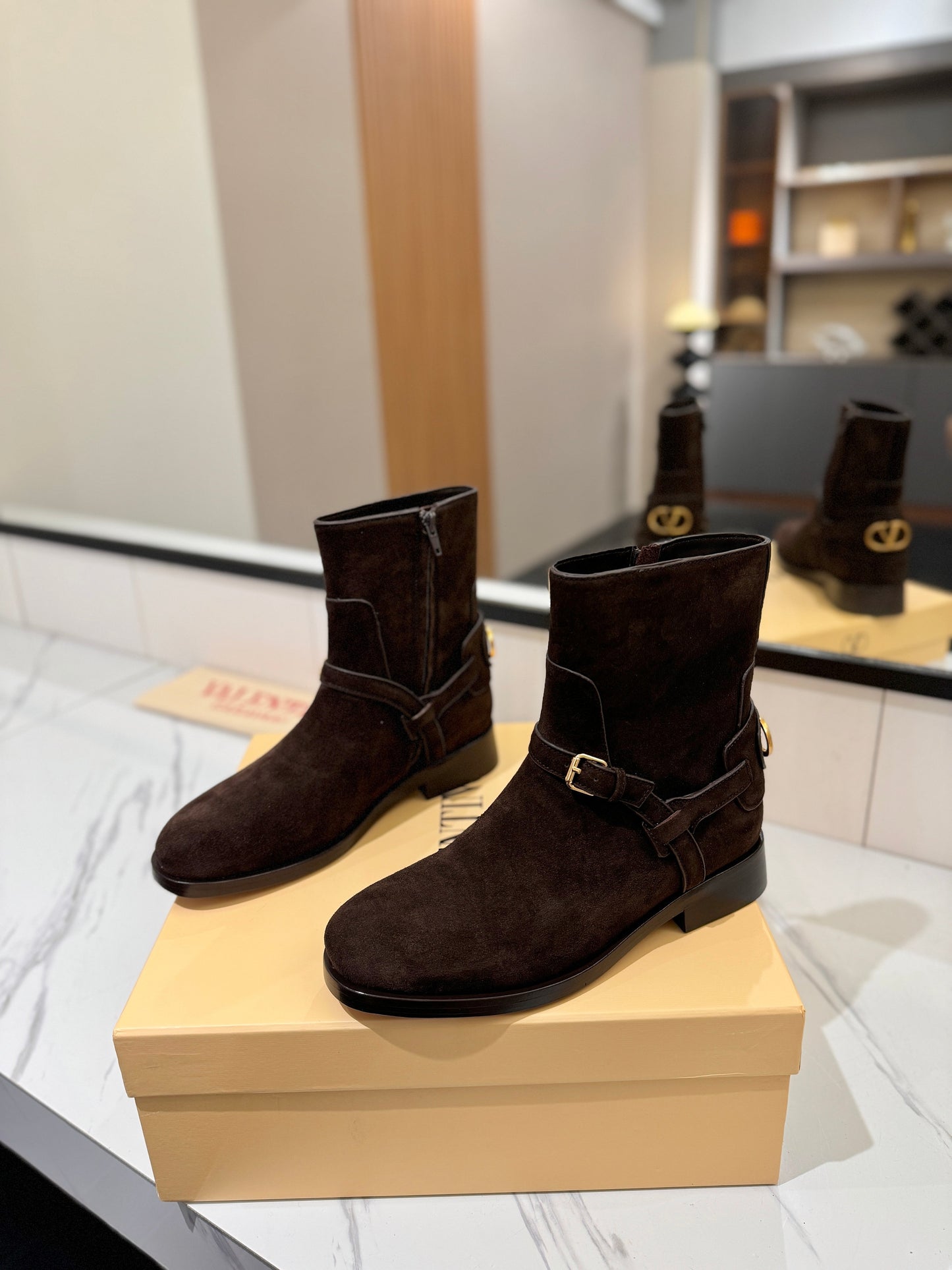 Valentino 2025 Pattie Boot Dark Brown Suede 560745