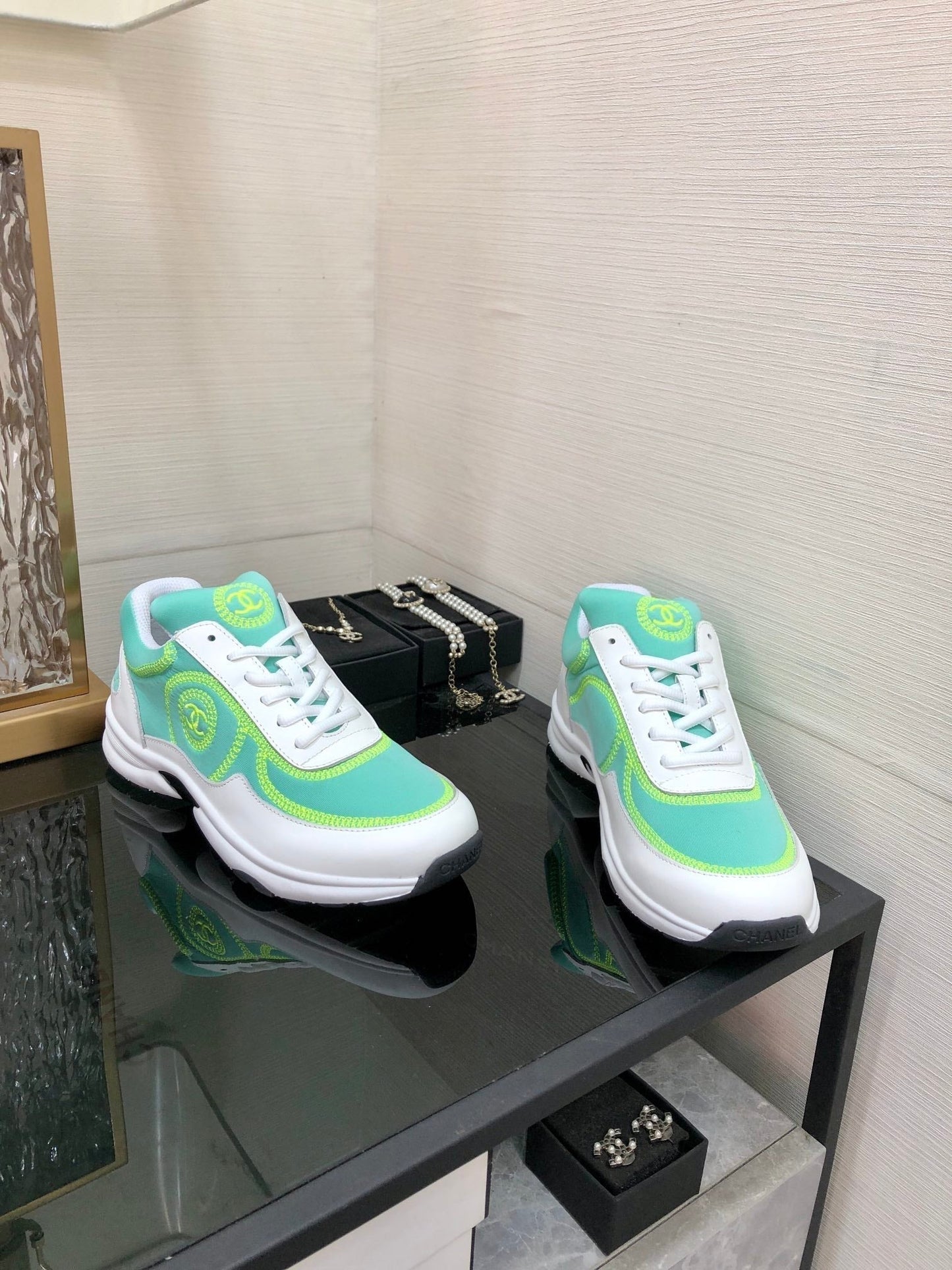 CC Sneaker Turquoise Mix White Fabric