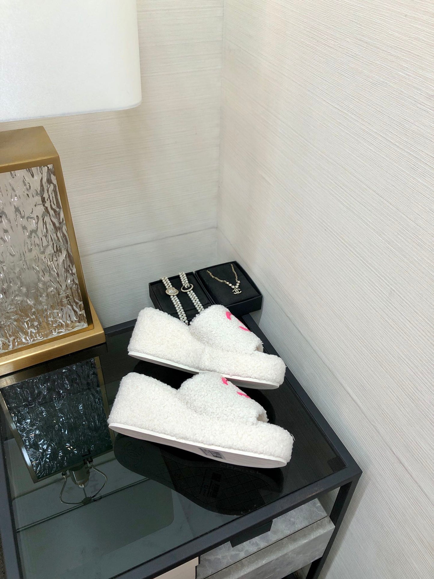 CC Wedge Sandal White Wool