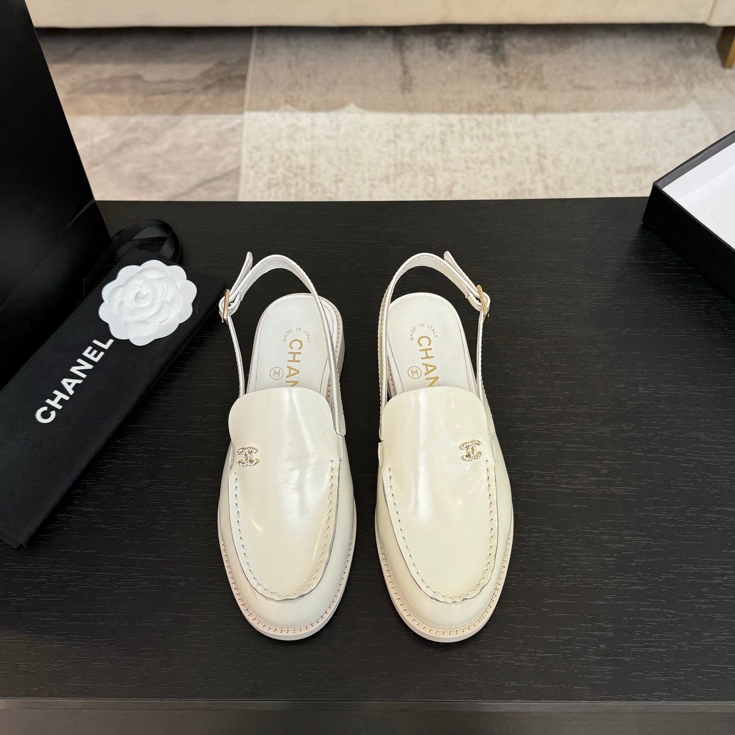 CC 25C Slingback Loafer White Patent Leather