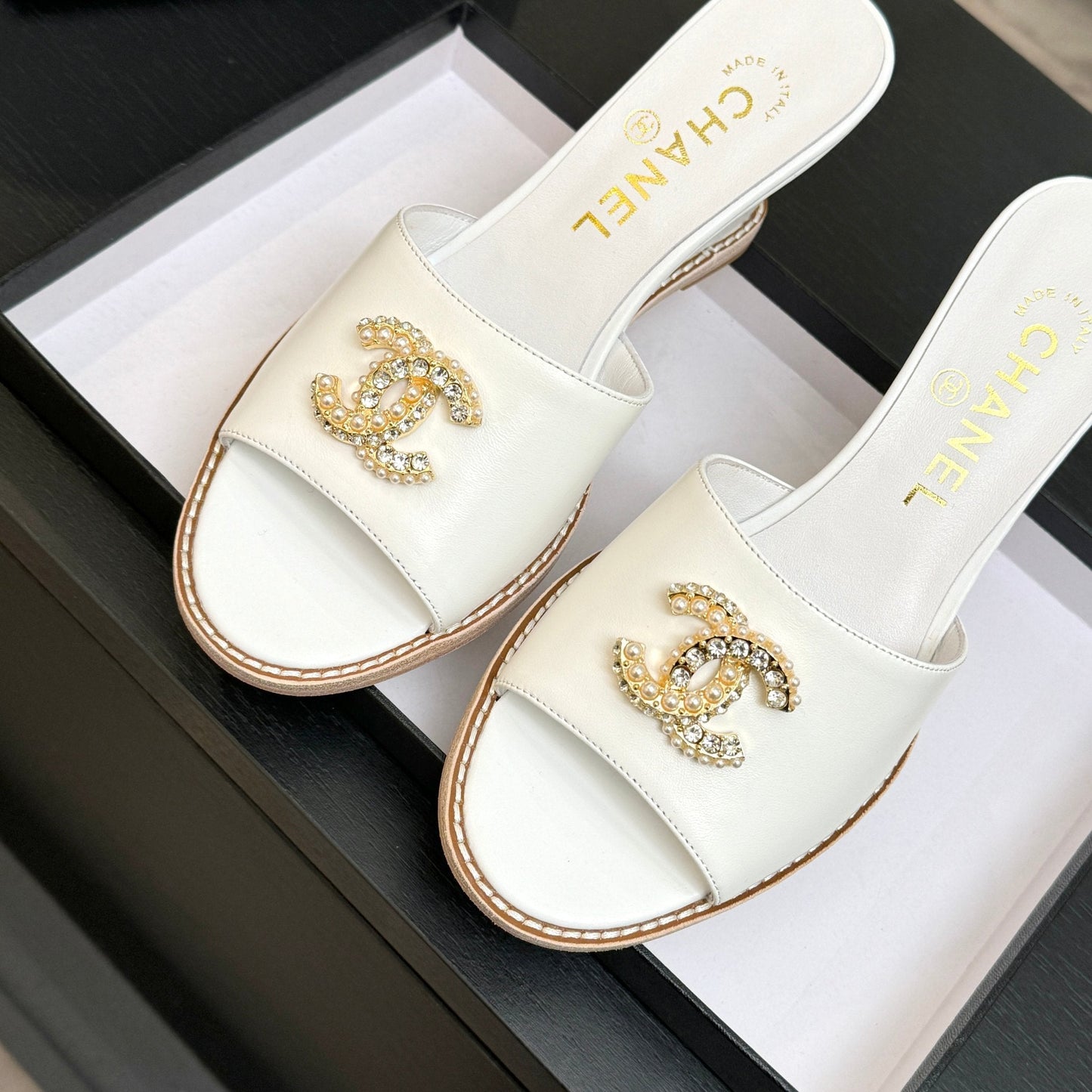 CC 2026 Wedge Sandals 65 White Lambskin 667771