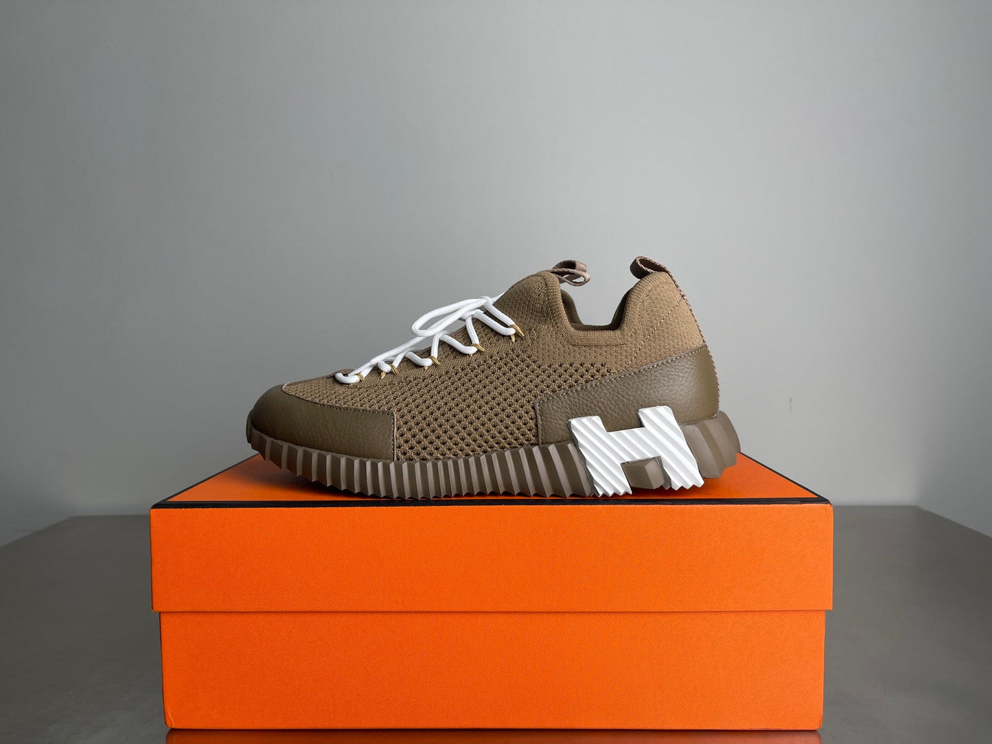 HM Men's 25 Lift Sneaker Olive Green Mesh Calfskin 703768