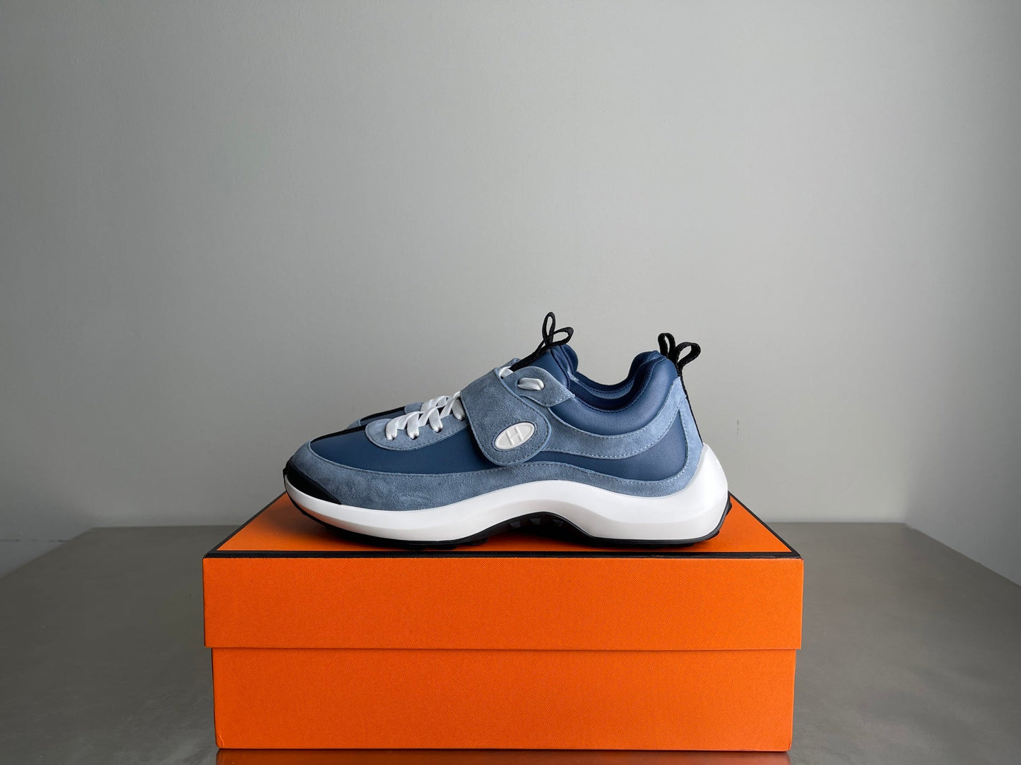 HM Men's Loop Sneaker Blue Calfskin Suede 741466