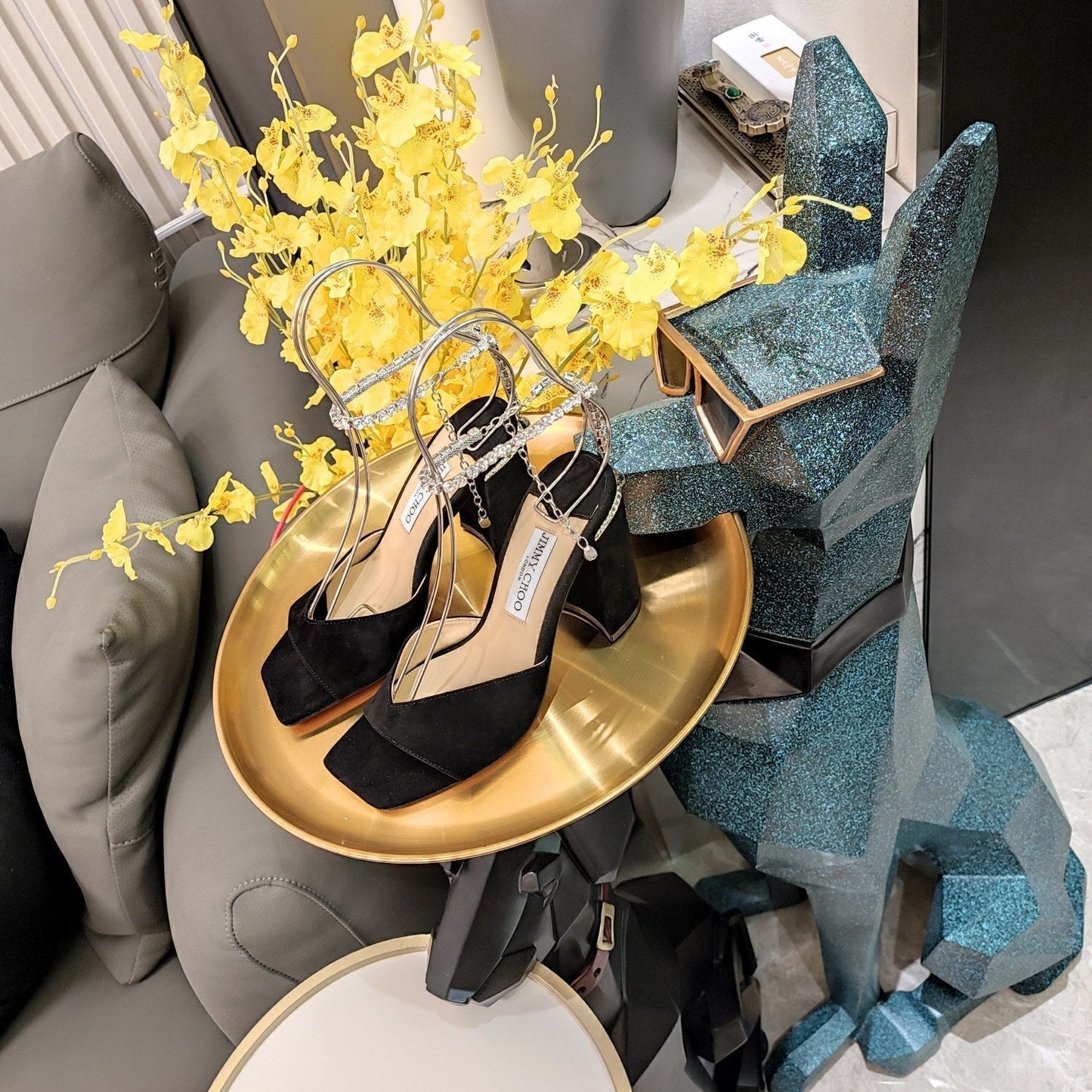 Jimmy 25 Saeda 85mm Sandals Black Suede 240083