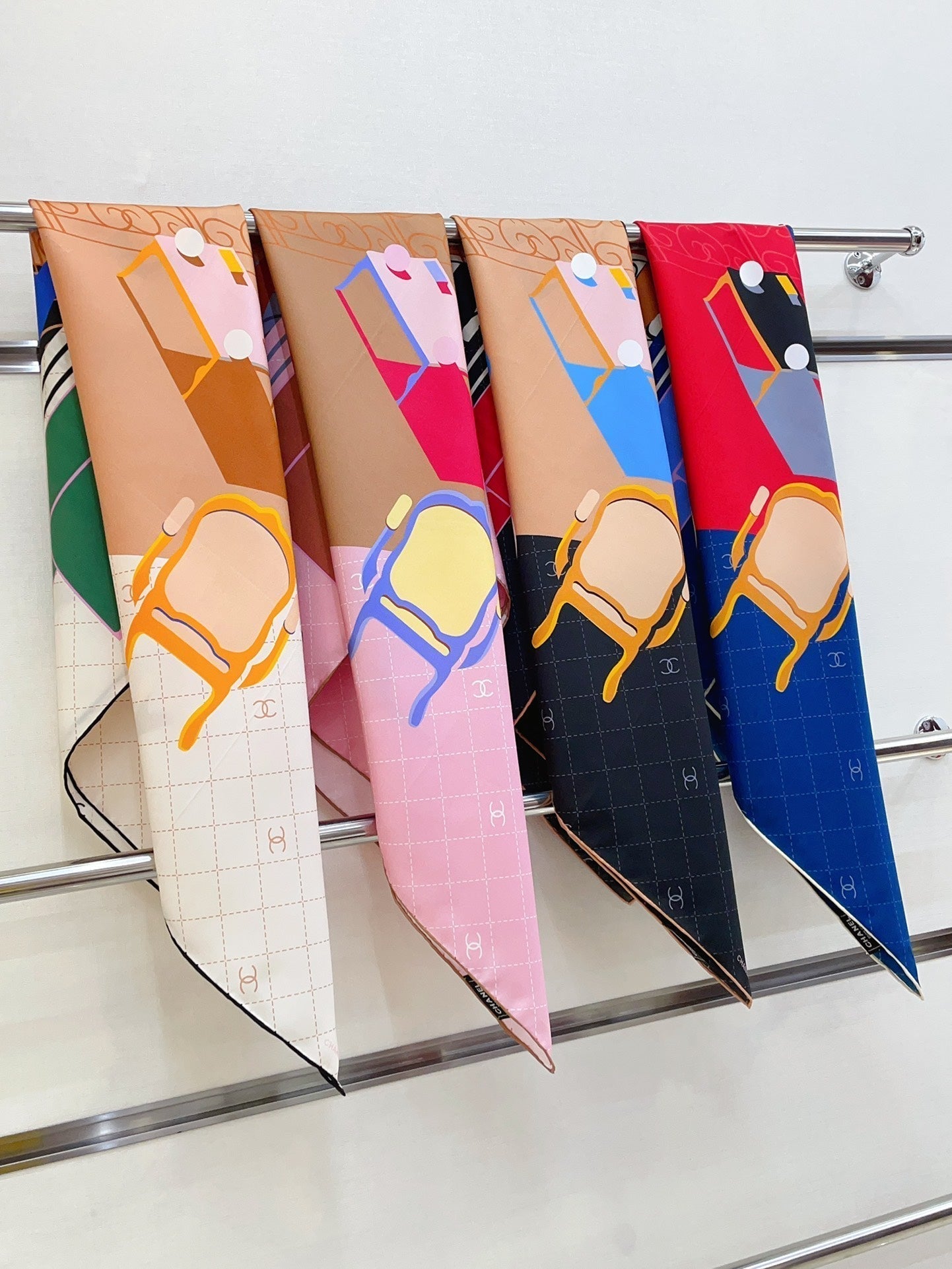 CC Square Scarf 90 CM In Pink Colorful Silk Twill 187428