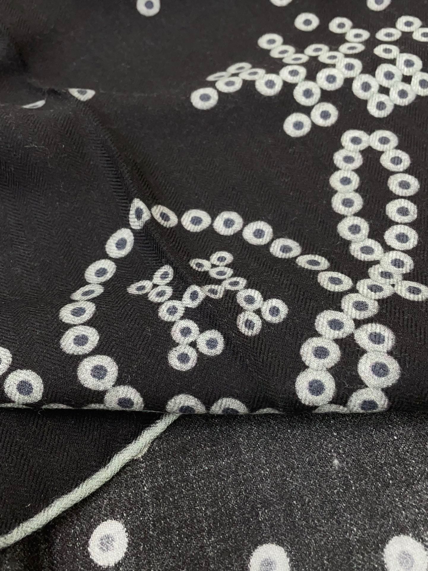 Square Scarf 140 CM Charcoal Blue Pattern Cashmere And Silk