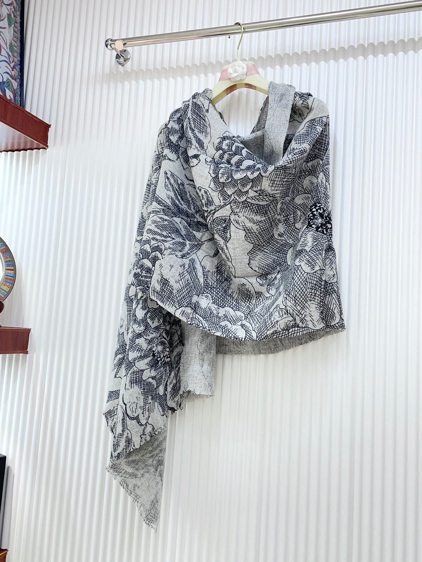 CC Scarf 180 CM In Grey Black Cashmere 419805