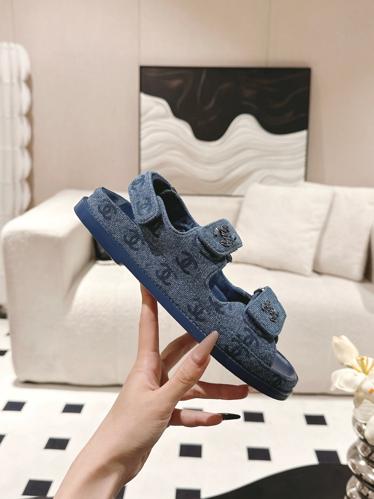CC 25 Dad Deals Sandals Demin Blue Demin Fabric 237563
