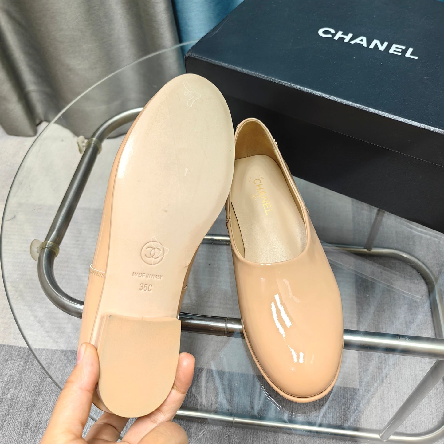CC 25C Loafer Beige Patent Calfskin