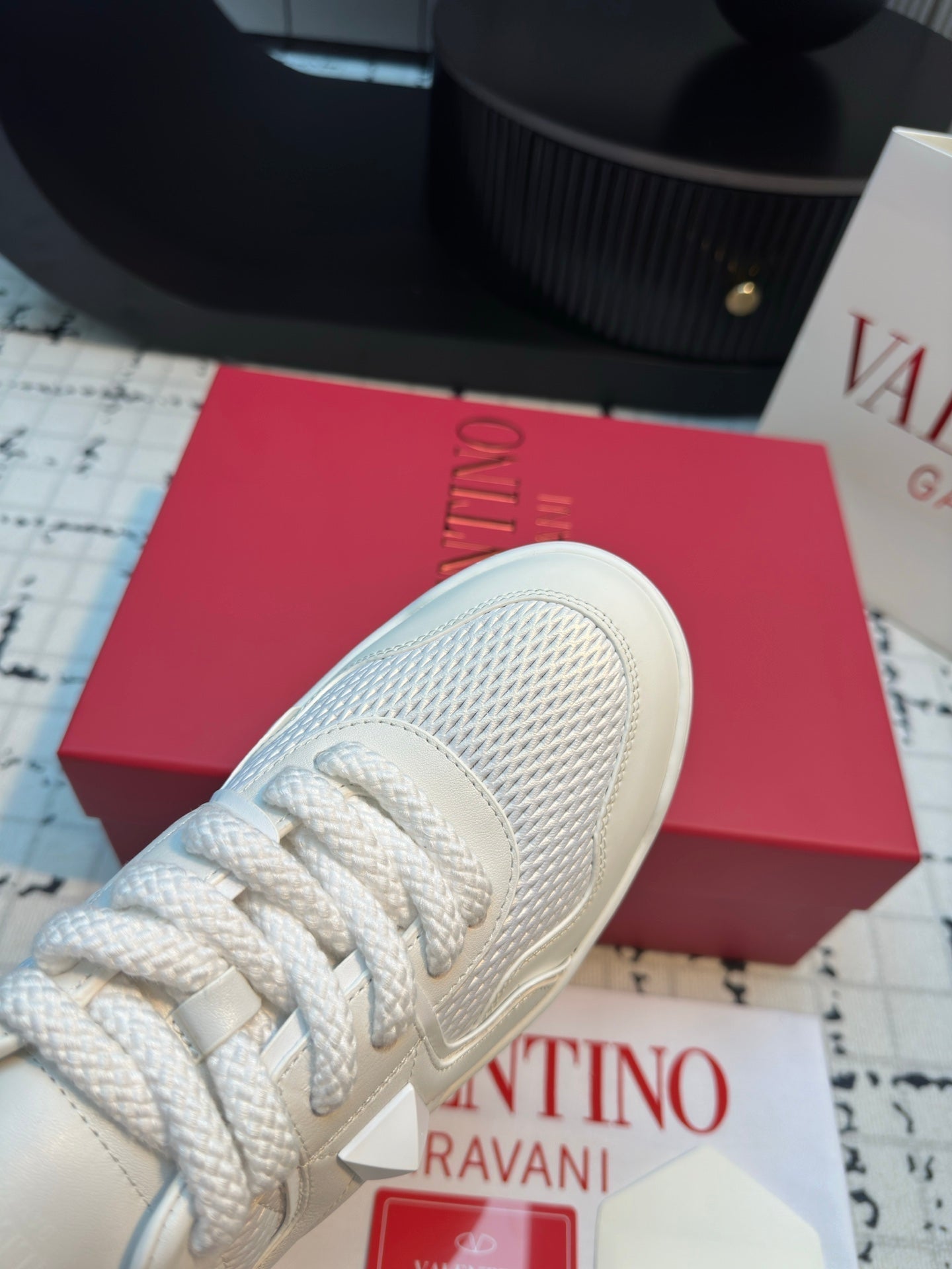 One Stud Xl Trainer In White Nappa Leather And Mesh Fabric 824990