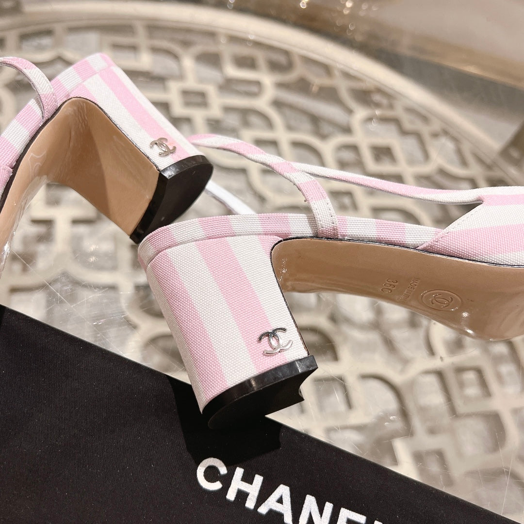 CC HIGH SLINGBACK IN WHITE MIX LIGHT PINK FABRIC
