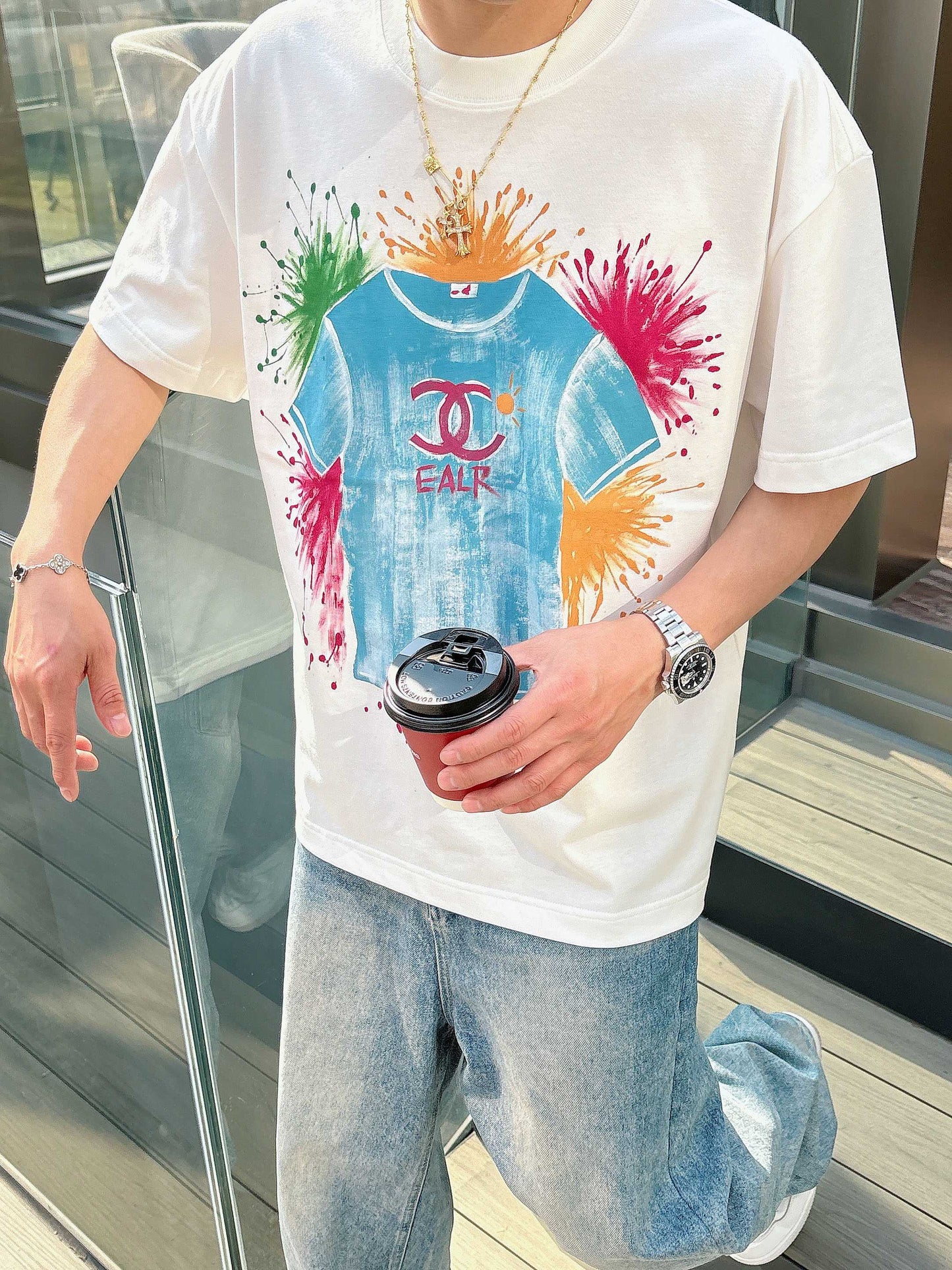 CC 2026 Hand-Painted Short-Sleeve T-Shirt Multicolor 419022