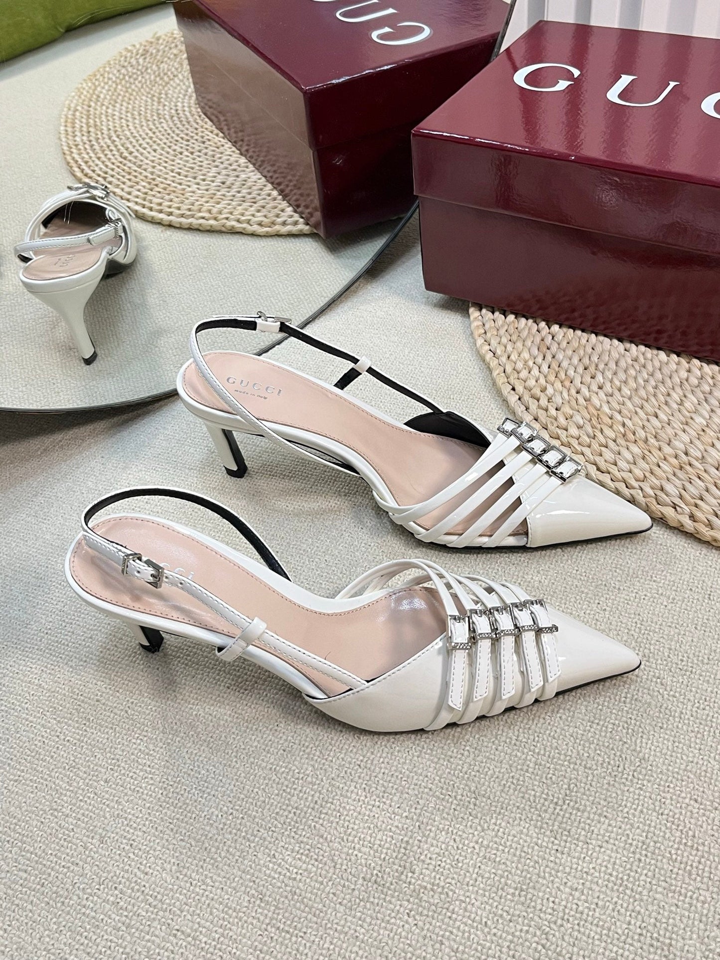GC Regent Buckles Slingback White Leather 294604