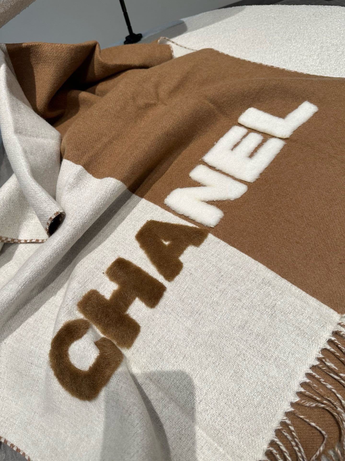 CC Scarf 200 CM In Brown Mix White Fleece Wool 405154