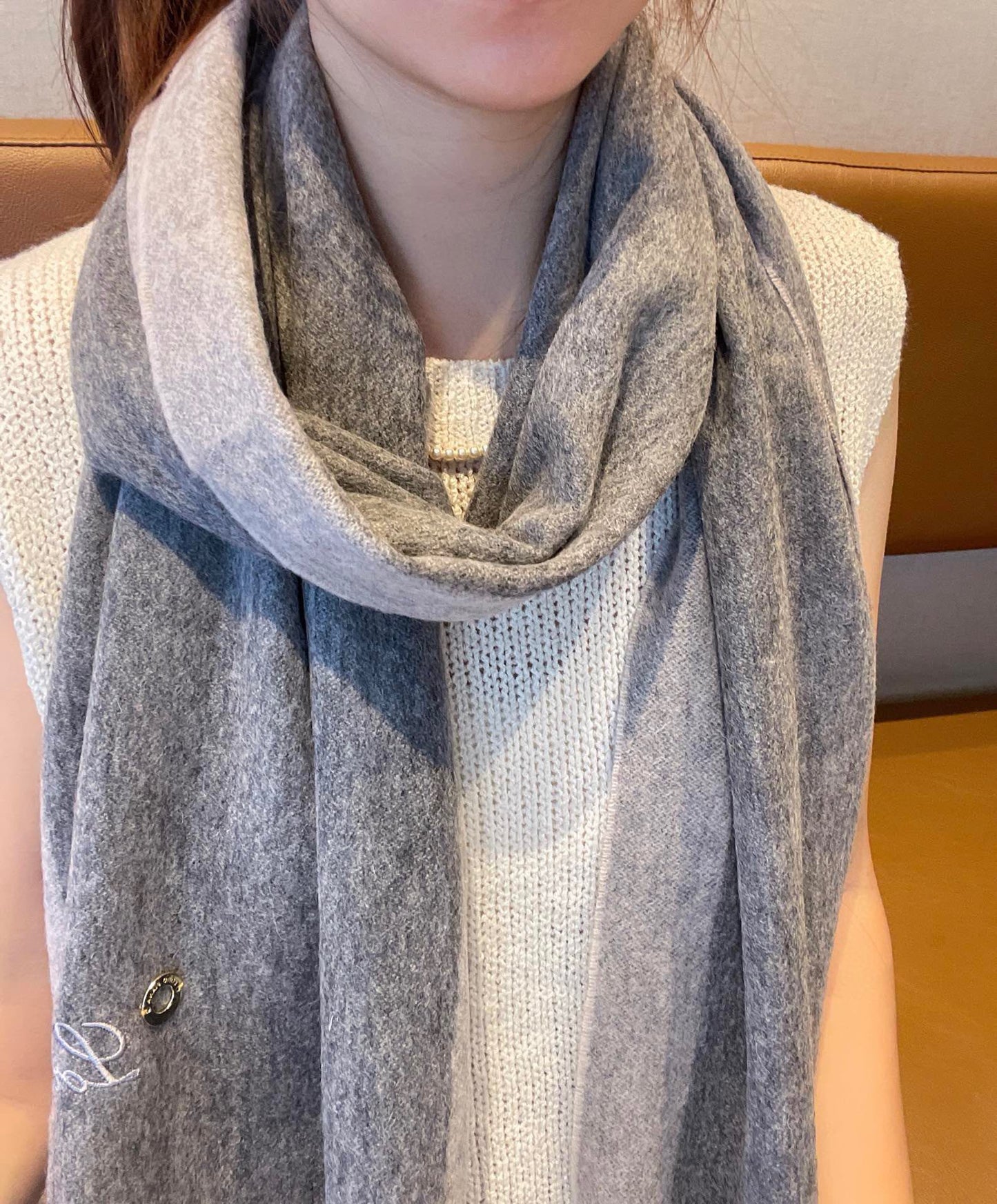 LP Grande Unita Scarf 180 CM In Dark Grey Mix Light Grey Cashmere 208871