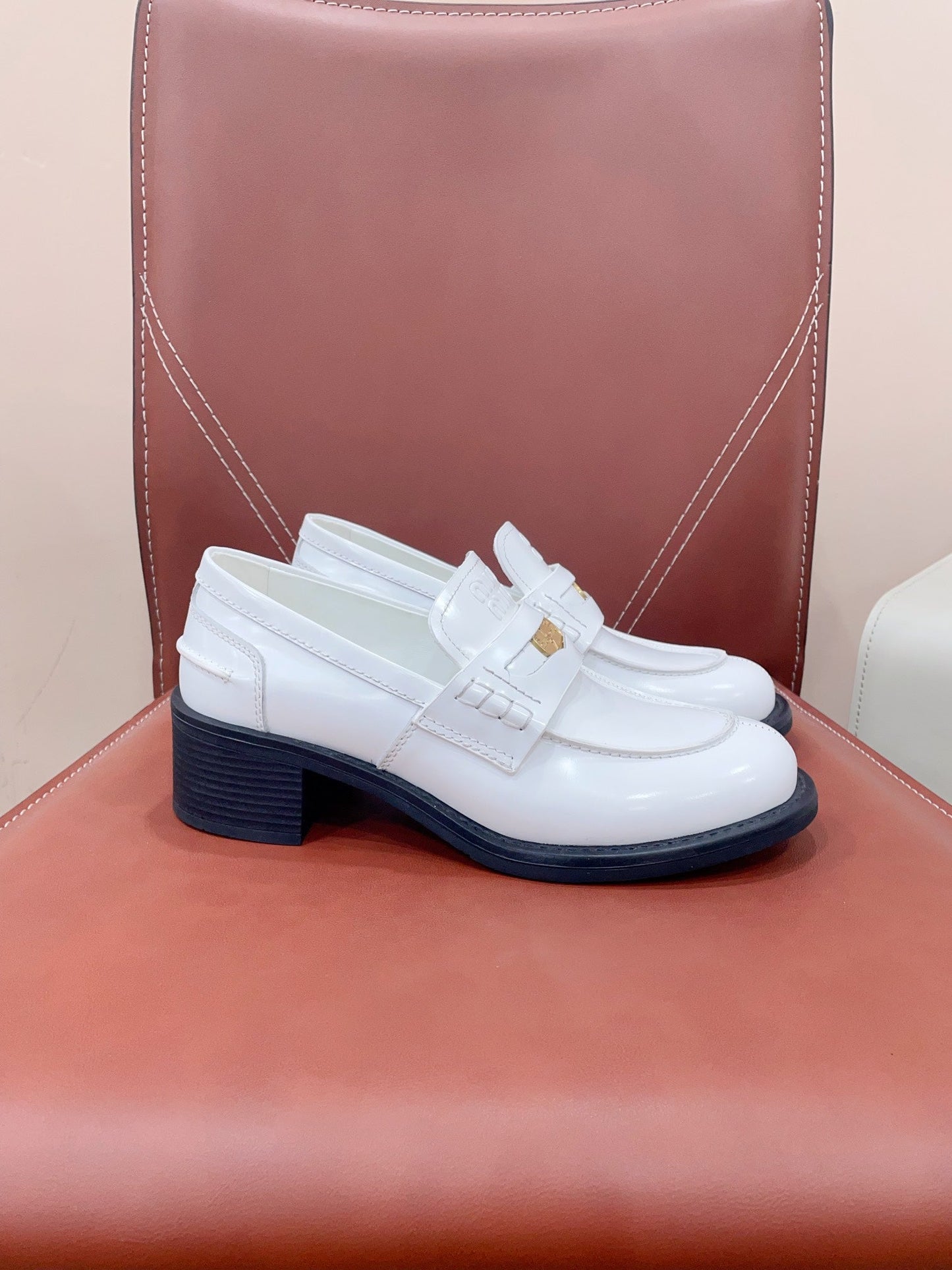Miu Loafers White cowhide