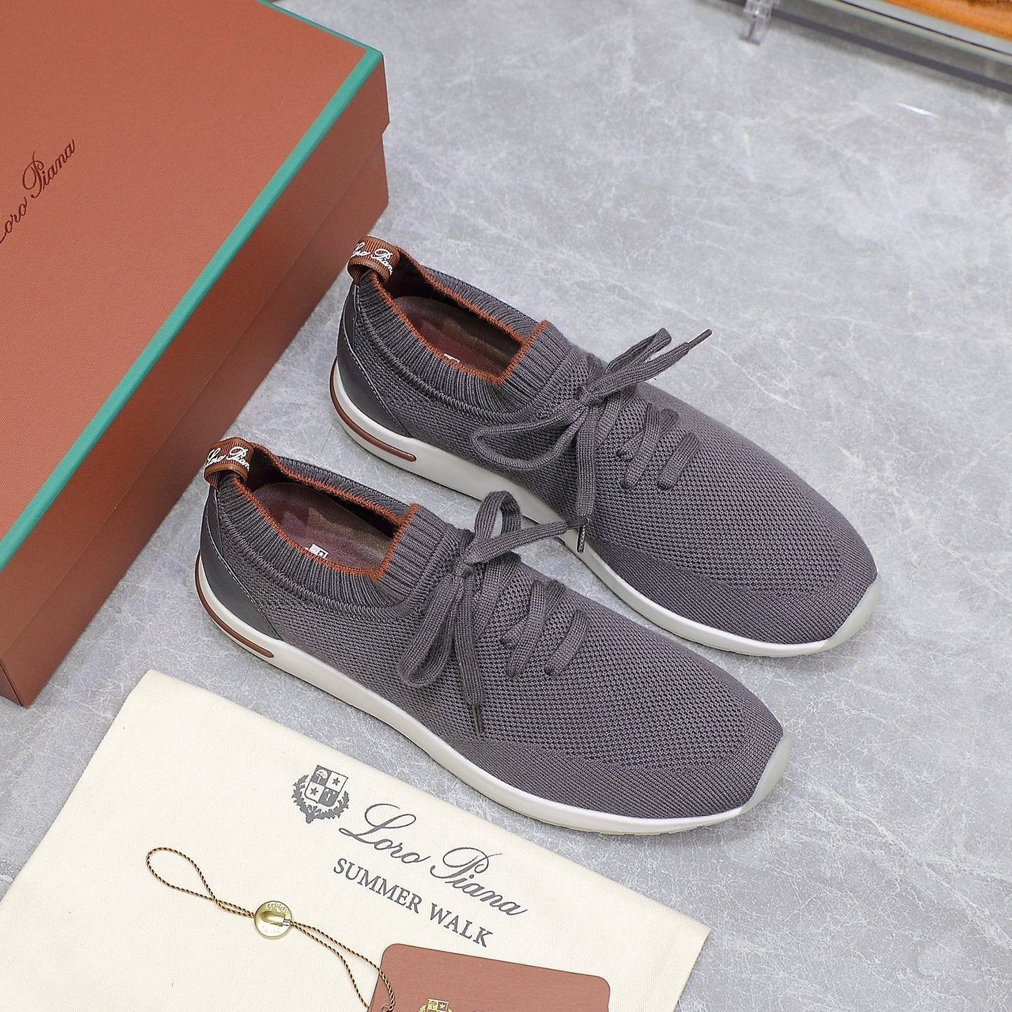 LP lady Flexy Walk Sneaker Dark Gray Wool And Calfskin 310449