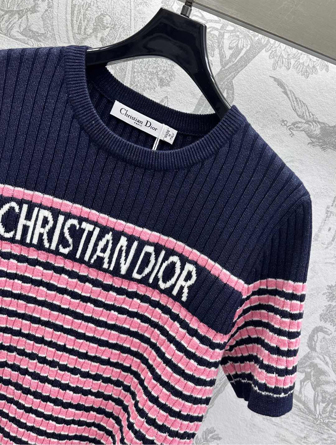 Dior 25 T-Shirt Night Blue mix Pink Linen 232264