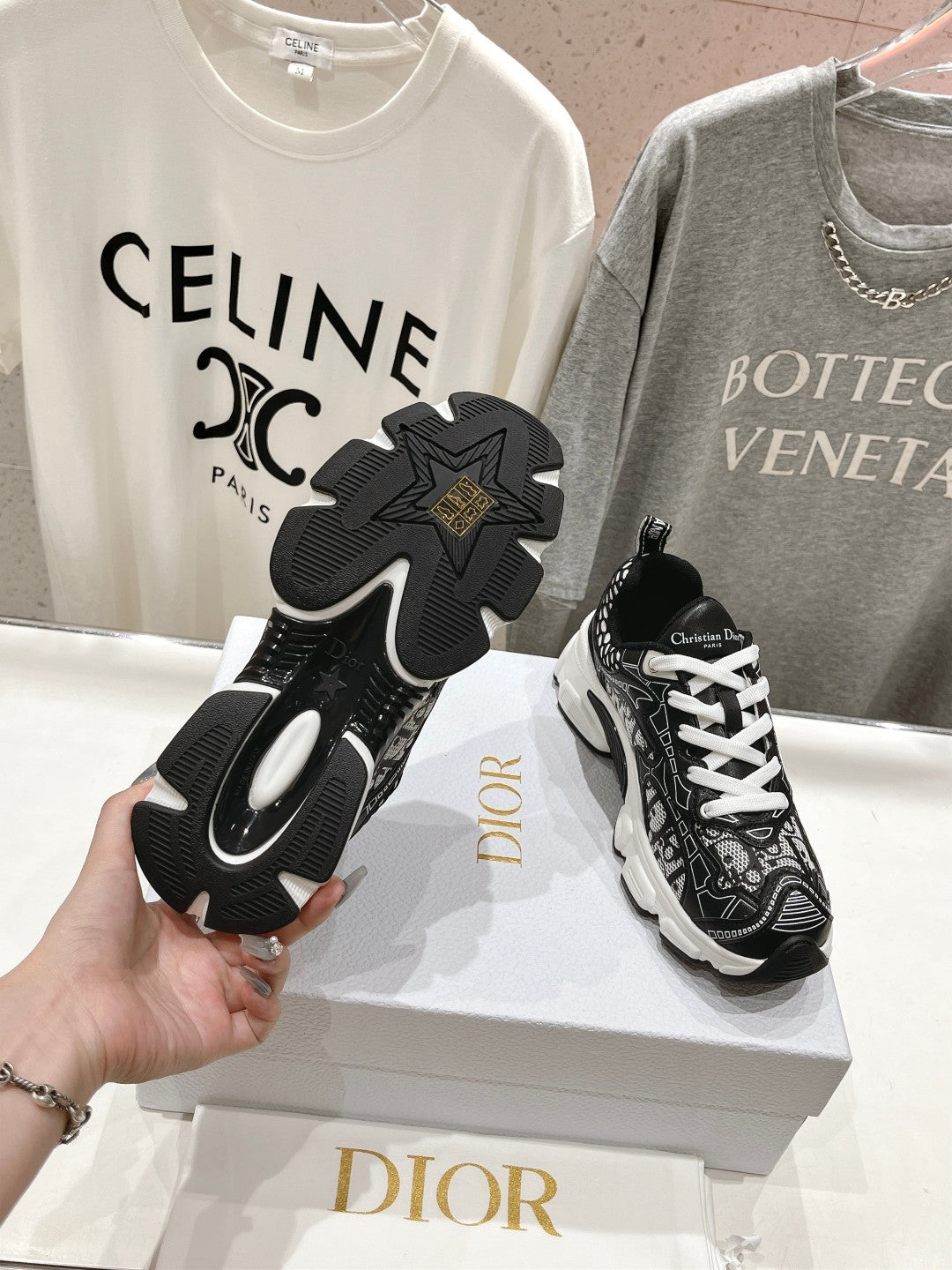 CD Vibe Sneaker Black Polyester Mesh Fabric And Cowhide