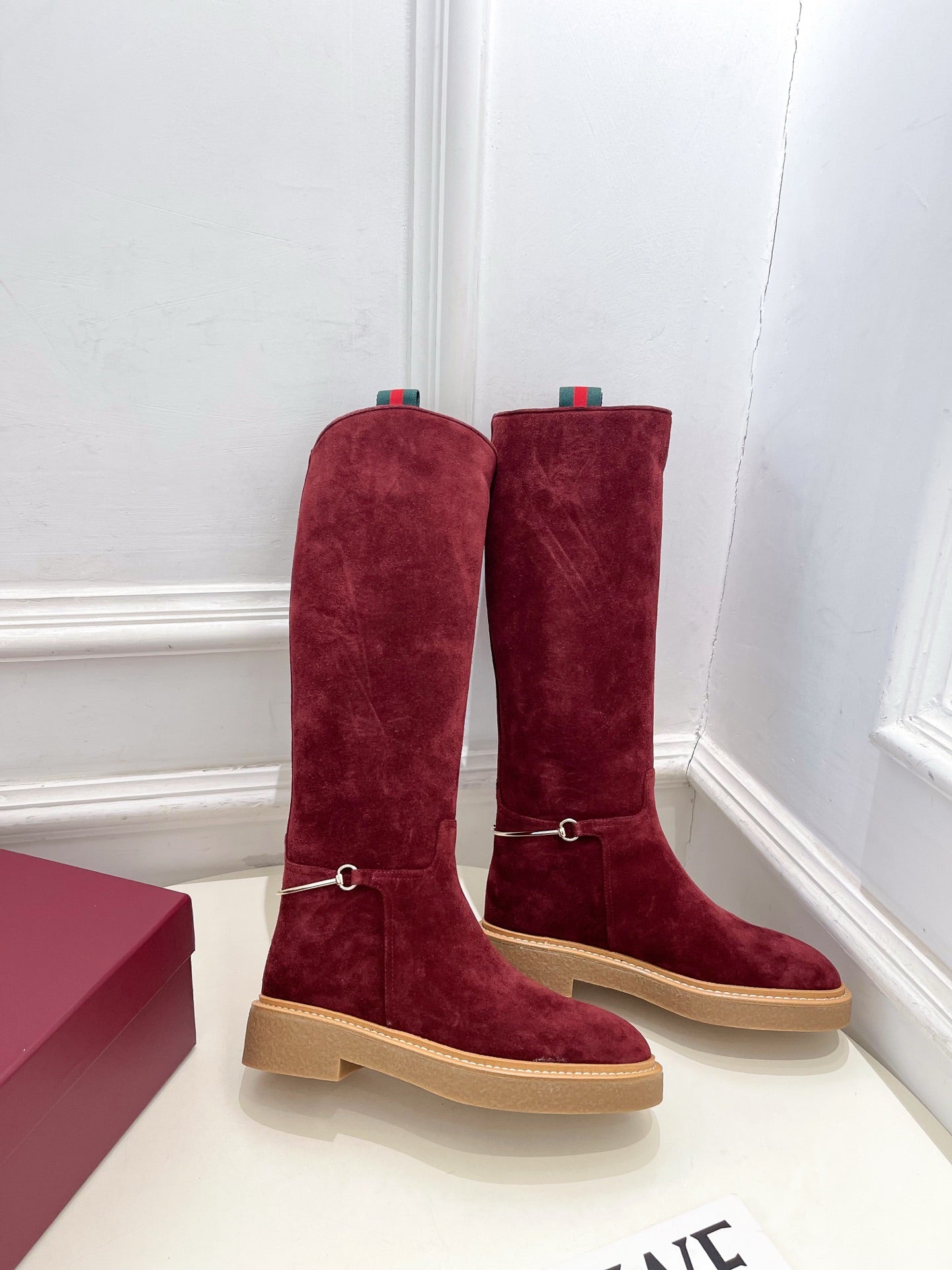 Gucci 25π¬π¬ hight boots wine red suede 435368