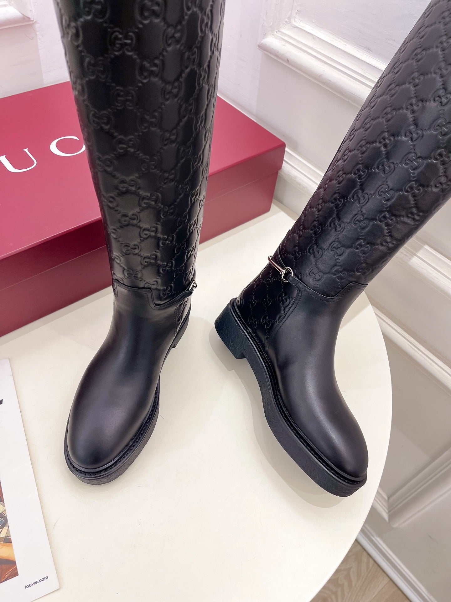 Gucci 25π¬π¬ Horsebit Detail Logo Black Calfskin 435373