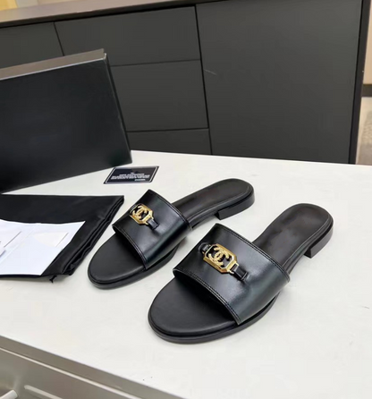 mules navy blue shiny calfskin
