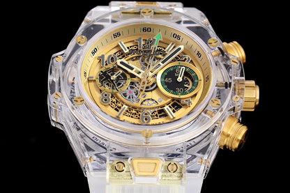 BIG BANG UNICO 42 SAPPHIRE YELLOW DIAL WHITE BRACELET
