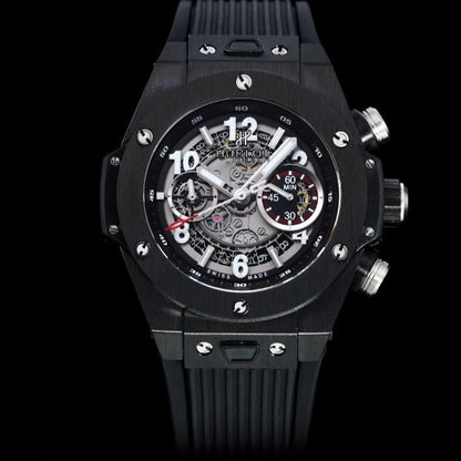 BIG BANG UNICO 42 ALL BLACK SILVER HAND SKELETON