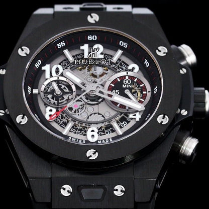 BIG BANG UNICO 42 ALL BLACK SILVER HAND SKELETON