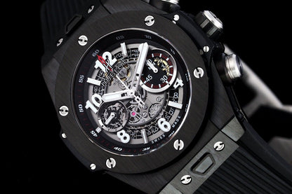 BIG BANG UNICO 42 ALL BLACK SILVER HAND SKELETON