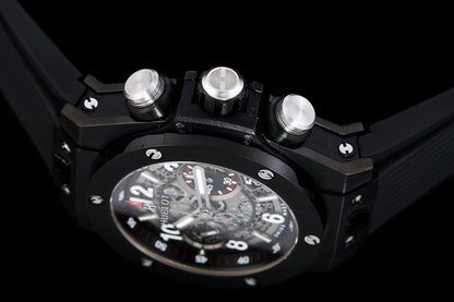 BIG BANG UNICO 42 ALL BLACK SILVER HAND SKELETON