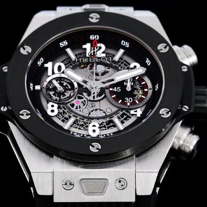 BIG BANG UNICO 42 BLACK CASE SILVER BEZEL SKELETON