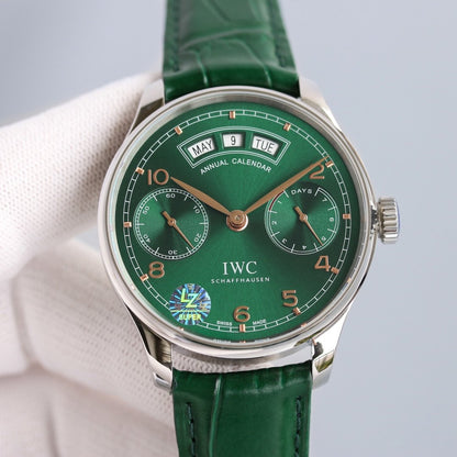 PORTUGUESE ANNUAL CALENDAR STEEL CASE LEATHER STRAP
