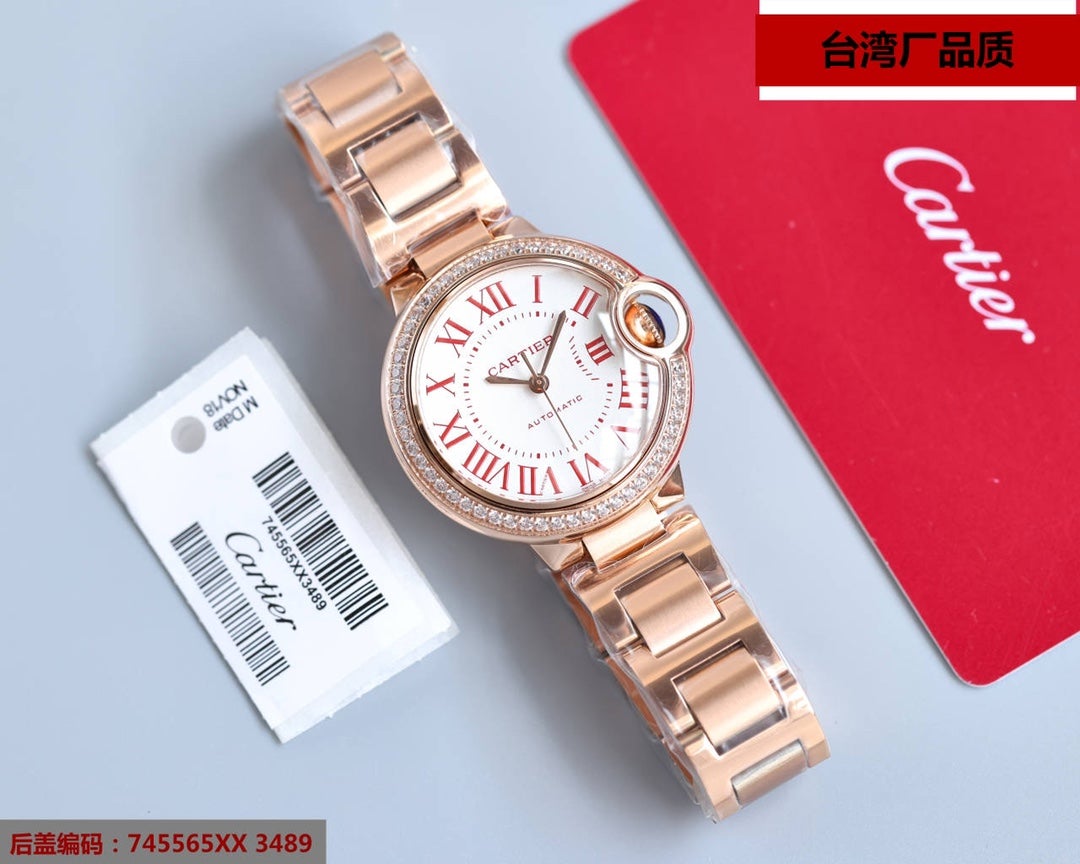 BALLON BLEU 33MM ROSE GOLD DIAMOND BEZEL