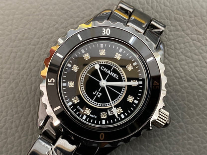 J12 38MM QUARTZ BLACK CERAMIC DIAMOND NUMERALS