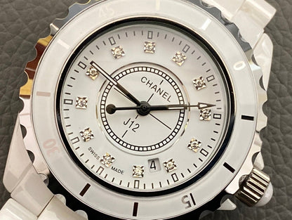 J12 38MM QUARTZ WHITE CERAMIC DIAMOND NUMERALS