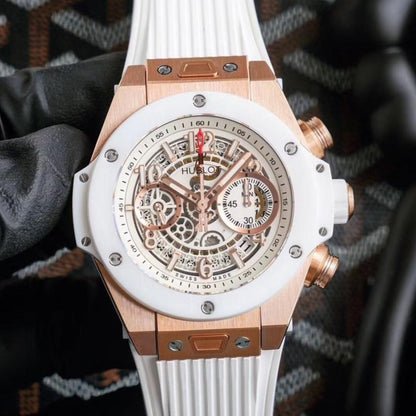 BIG BANG UNICO 45 ROSE GOLD CASE WHITE CERAMIC SKELETON DIAL