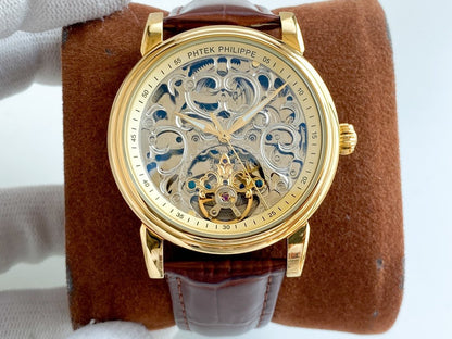 PATEK COMPLICATION GOLD CASE SKELETON DIAL