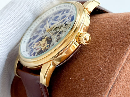 PATEK COMPLICATION GOLD CASE SKELETON DIAL